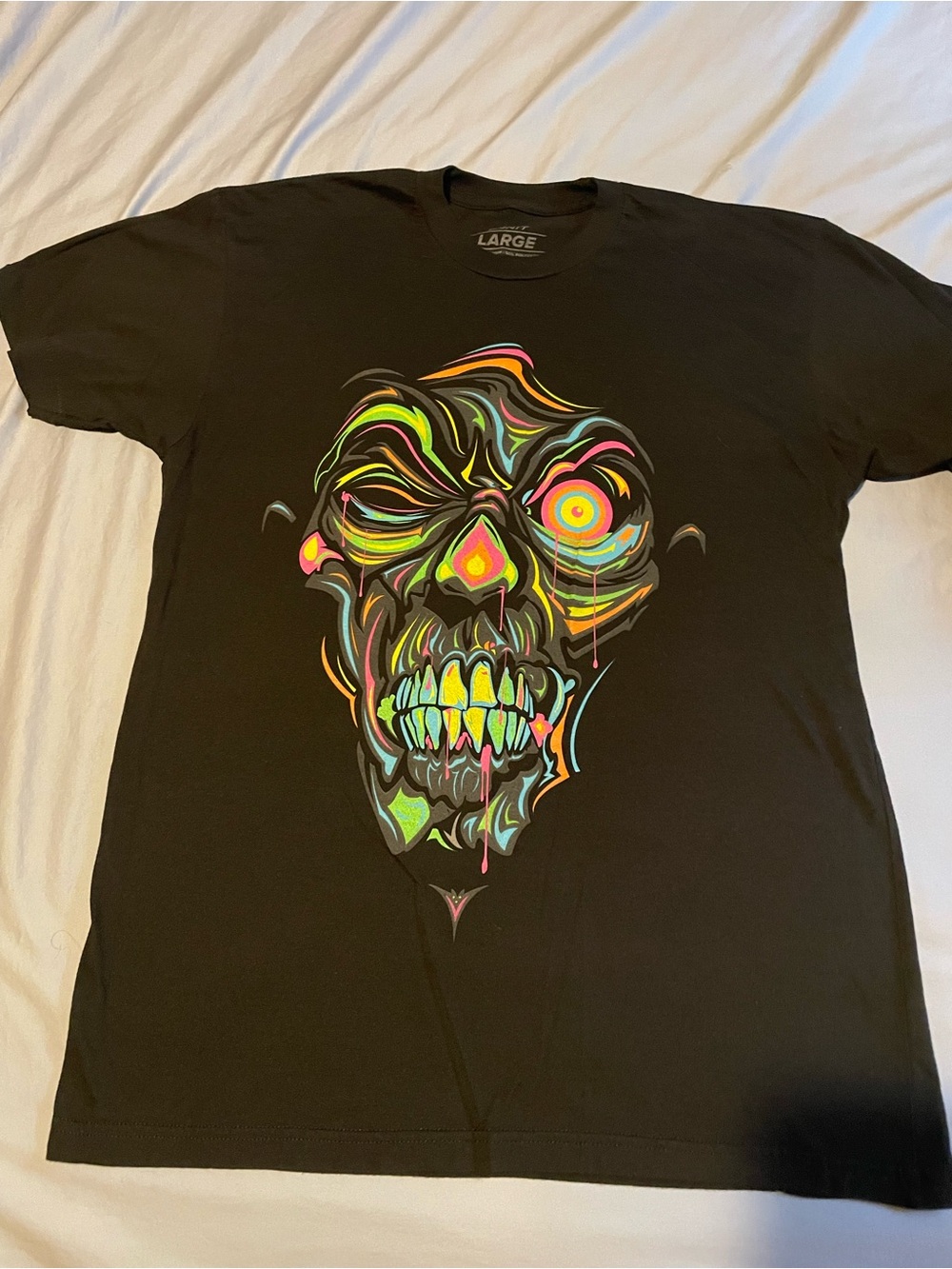 Black Neon Skull Graphic Short-Sleeve Men’s T-Shirt